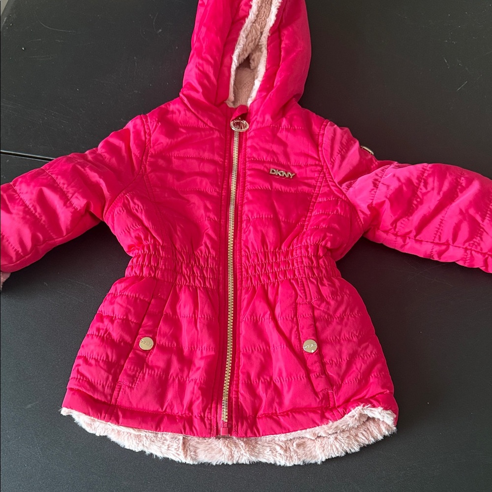 DKNY Fuchsia Quilted Hooded Jacket